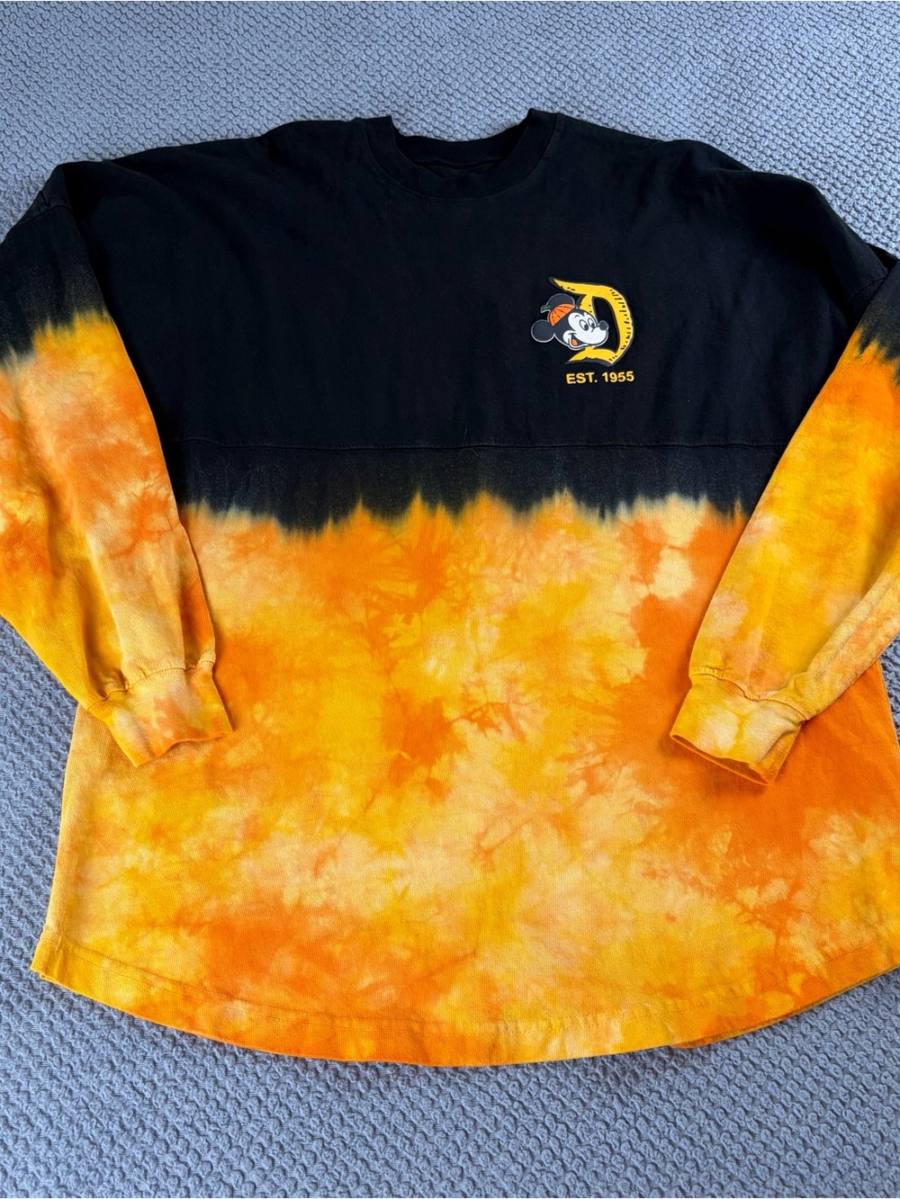 Disney Black & Orange Tie-Dye Long Sleeve Crewneck